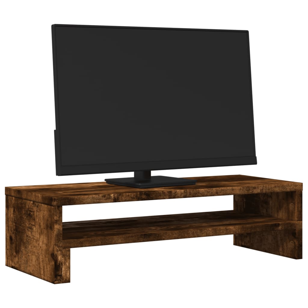 füstös tölgy színű szerelt fa monitorállvány 54 x 22 x 15 cm