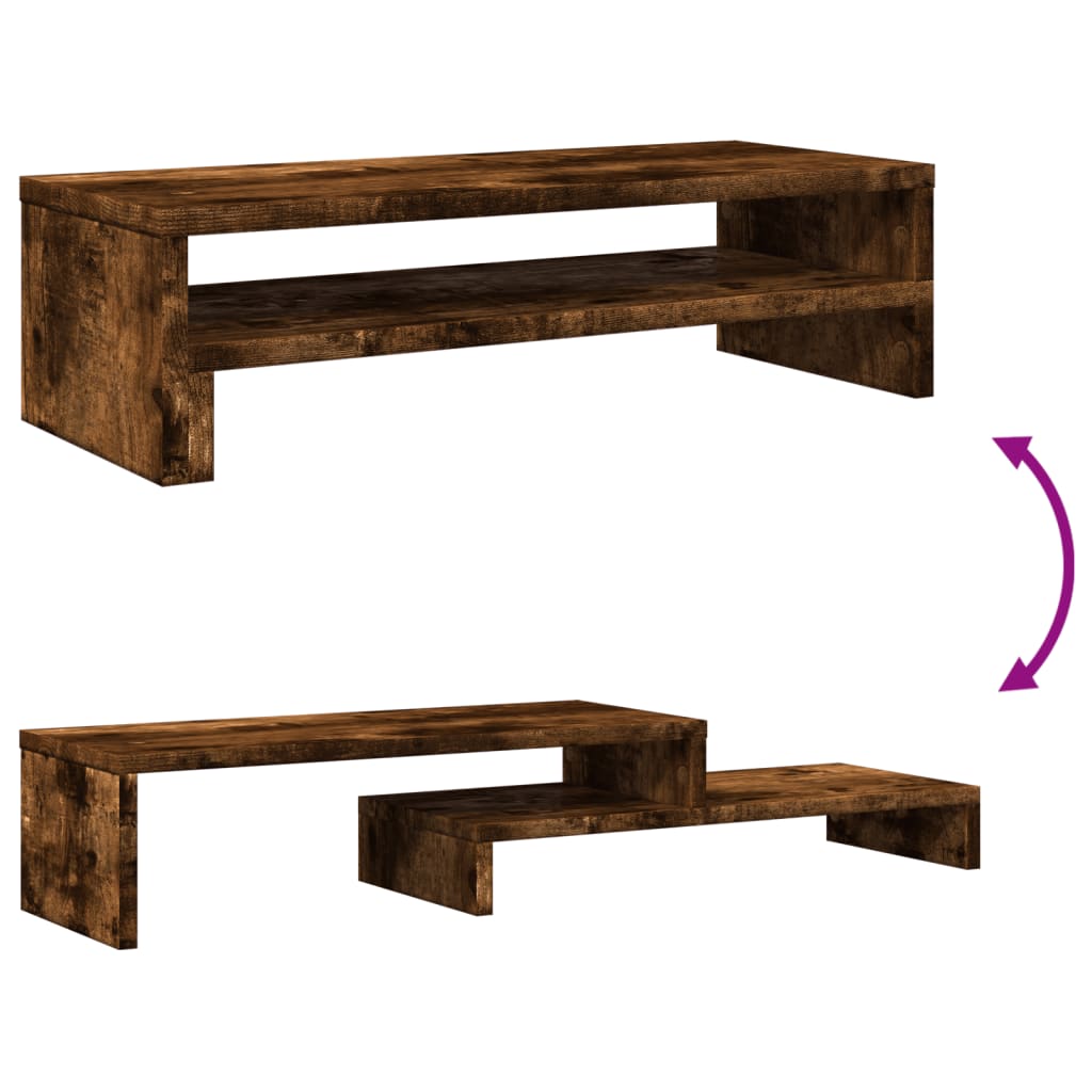 füstös tölgy színű szerelt fa monitorállvány 54 x 22 x 15 cm