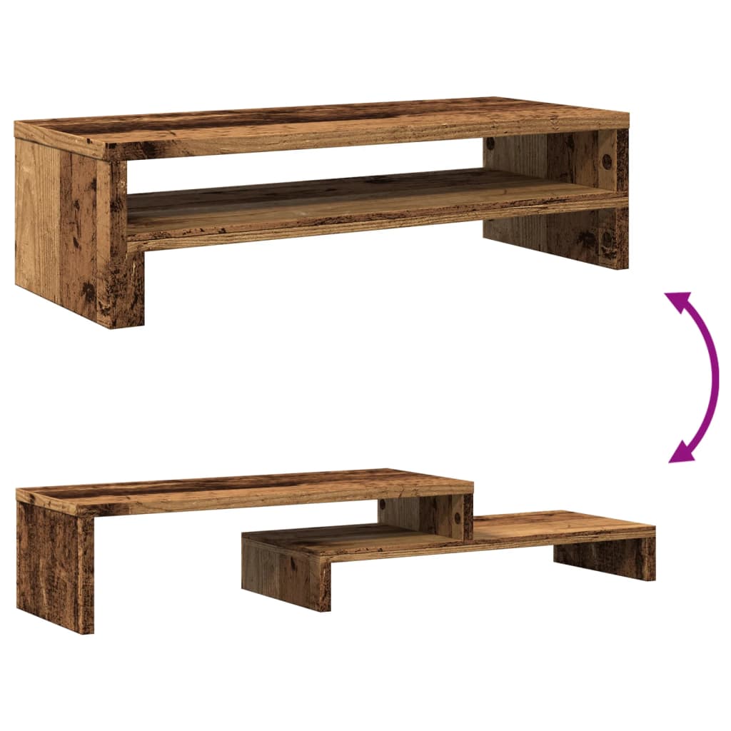 antik fa színű szerelt fa monitorállvány 54 x 22 x 15 cm