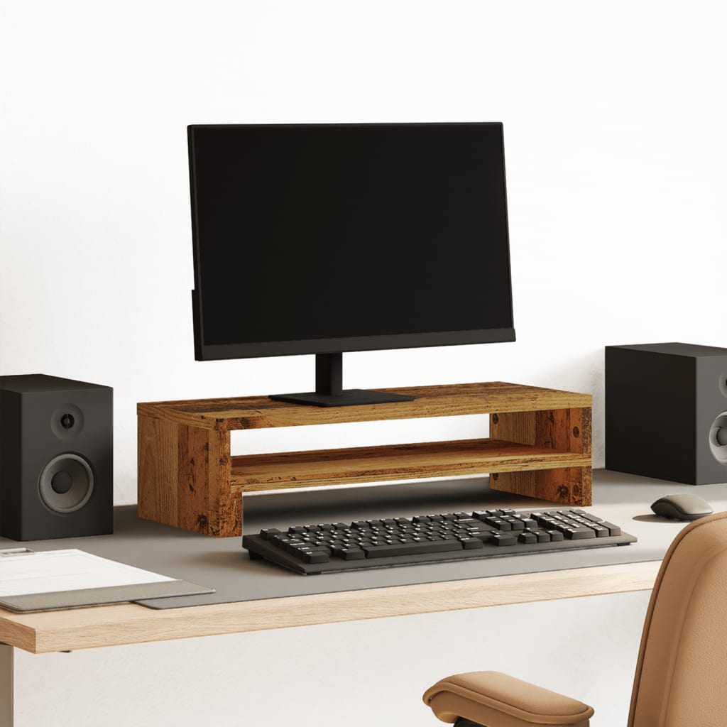 antik fa színű szerelt fa monitorállvány 54 x 22 x 15 cm