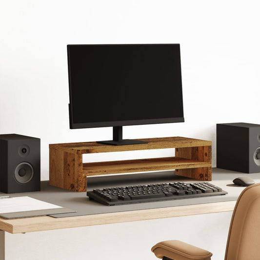 antik fa színű szerelt fa monitorállvány 54 x 22 x 15 cm