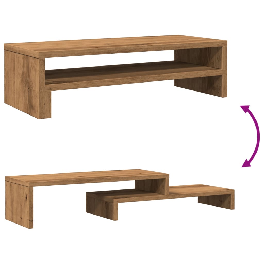kézműves tölgy színű szerelt fa monitorállvány 54 x 22 x 15 cm