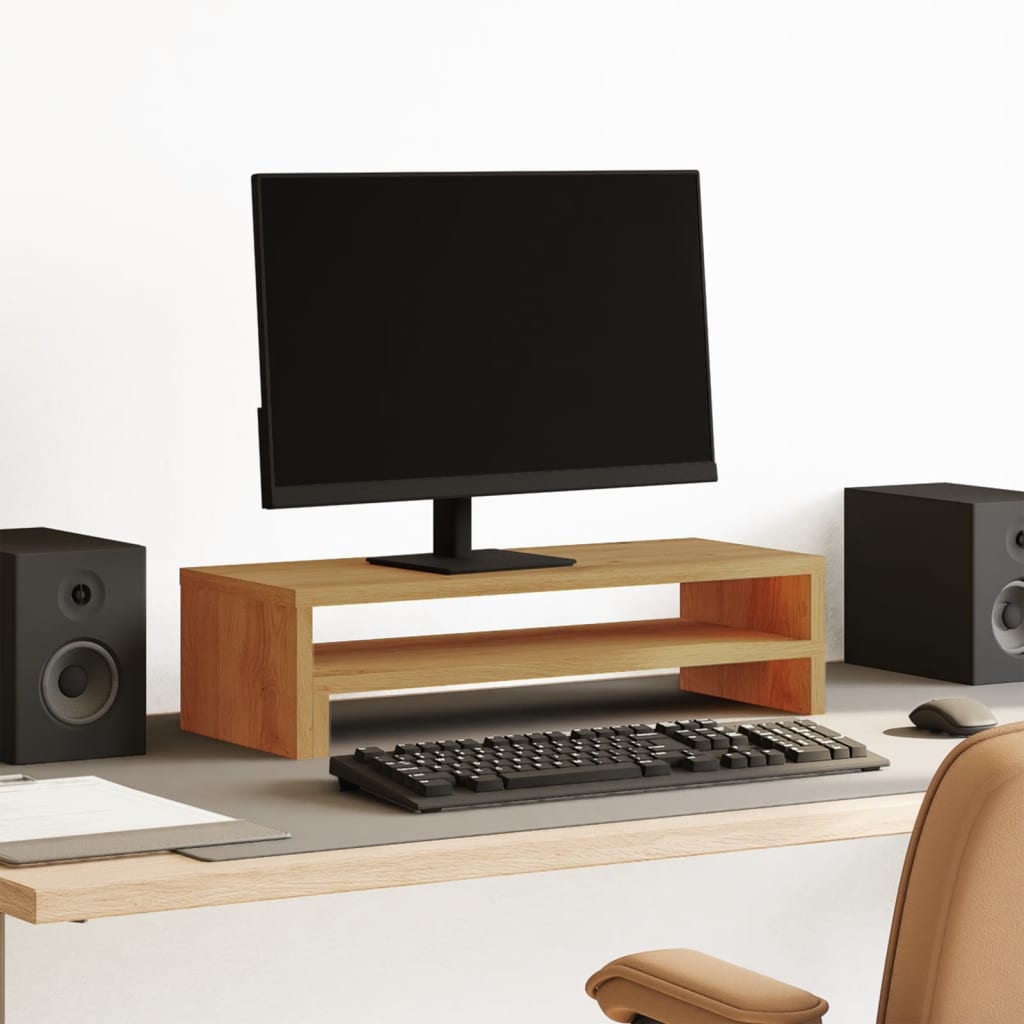 kézműves tölgy színű szerelt fa monitorállvány 54 x 22 x 15 cm