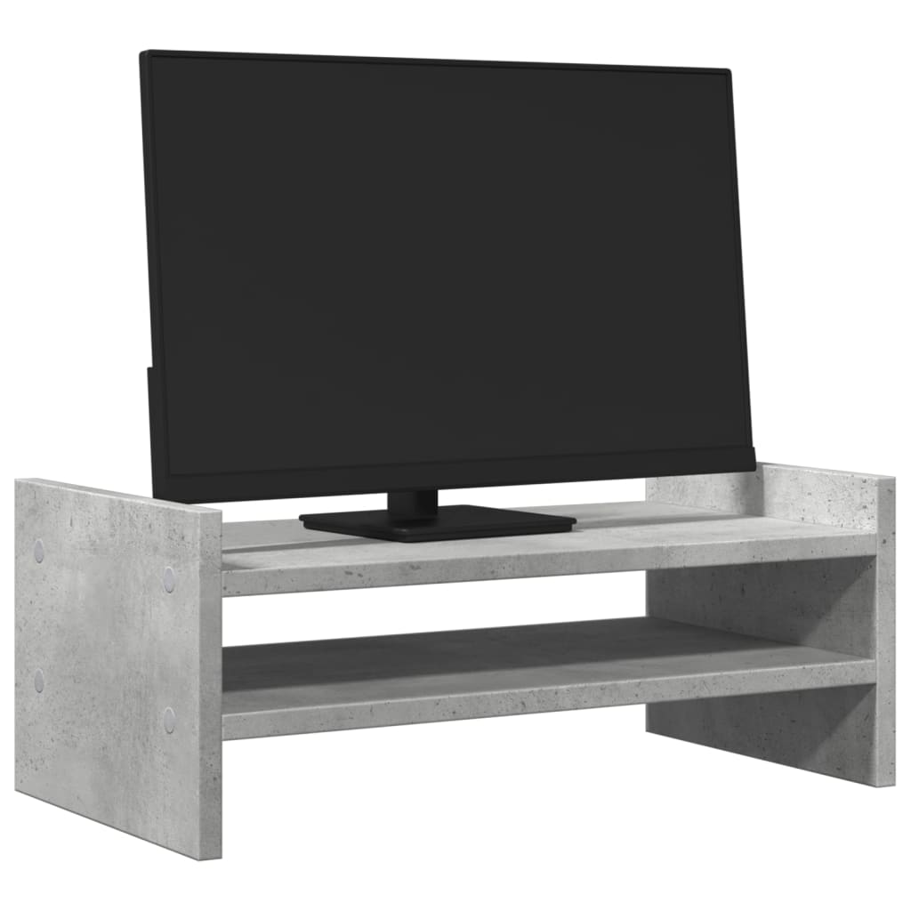 betonszürke szerelt fa monitorállvány 50 x 27 x 20 cm