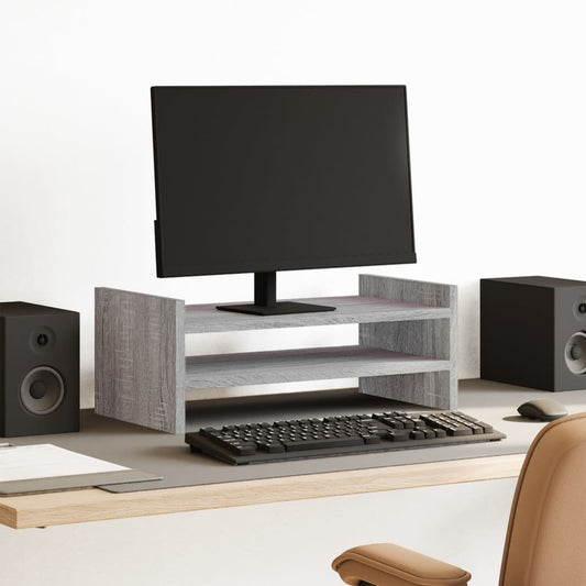 szürke sonoma színű szerelt fa monitorállvány 50 x 27 x 20 cm