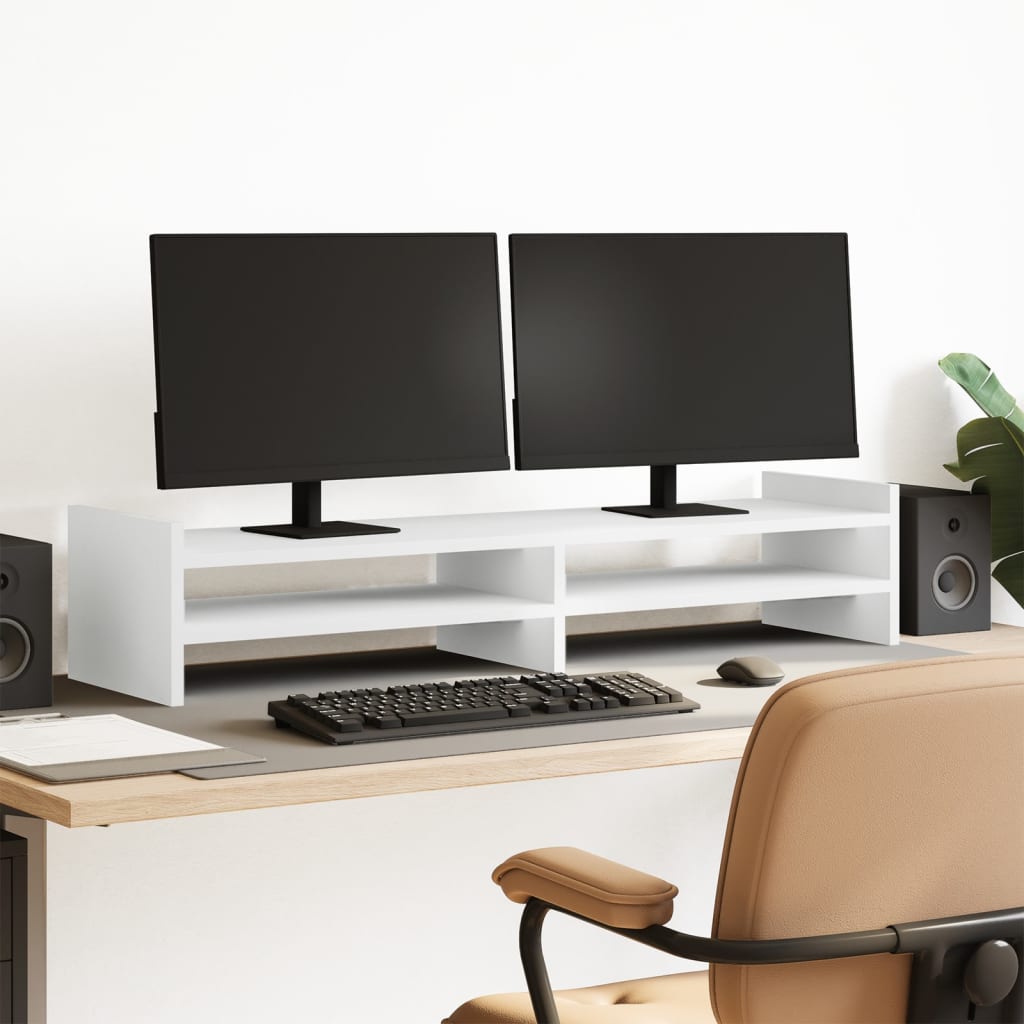 fehér szerelt fa monitorállvány 100 x 27 x 20 cm