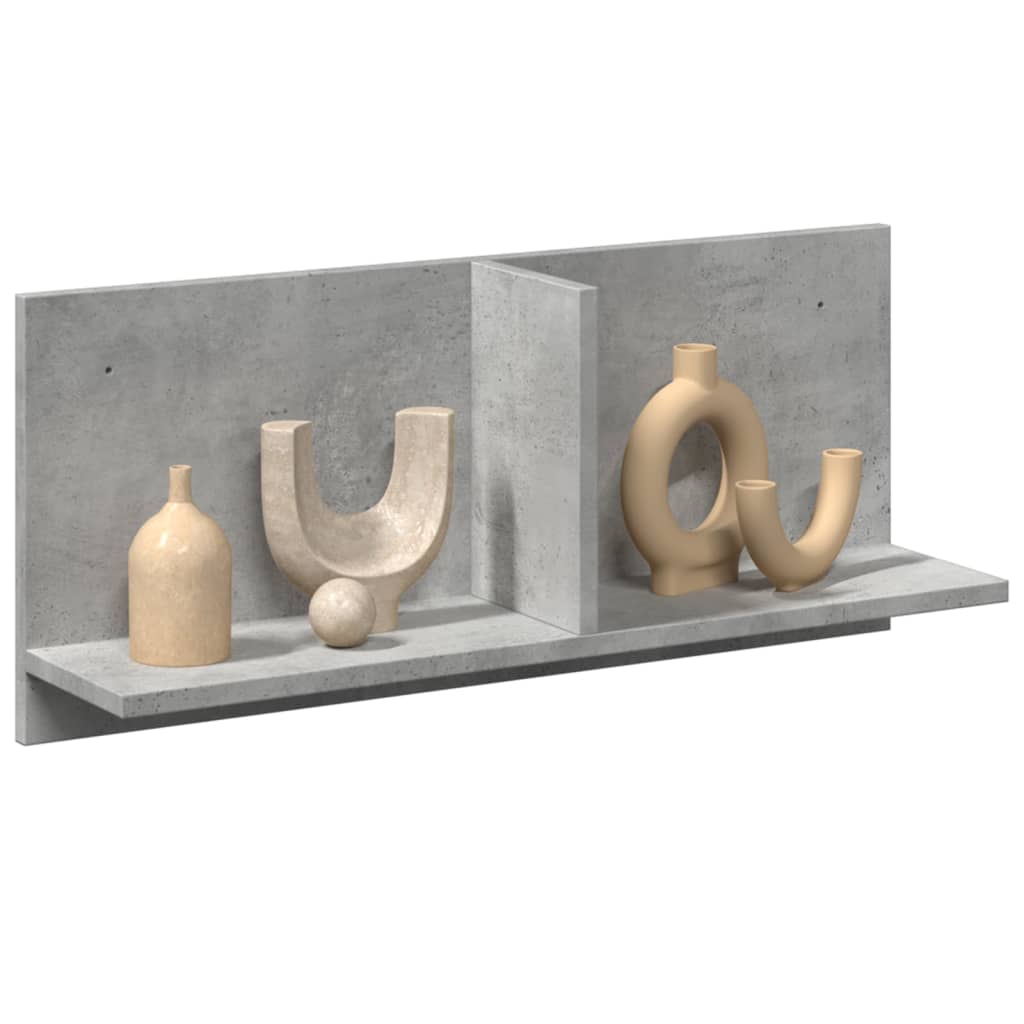 betonszürke szerelt fa faliszekrény 70 x 16,5 x 30 cm
