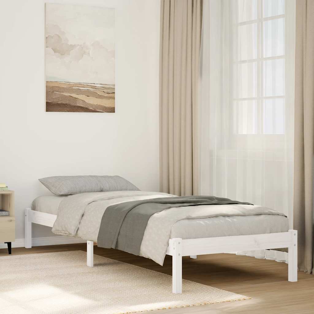 fehér tömör fenyő extra hosszú ágykeret matrac nélkül 100x210cm