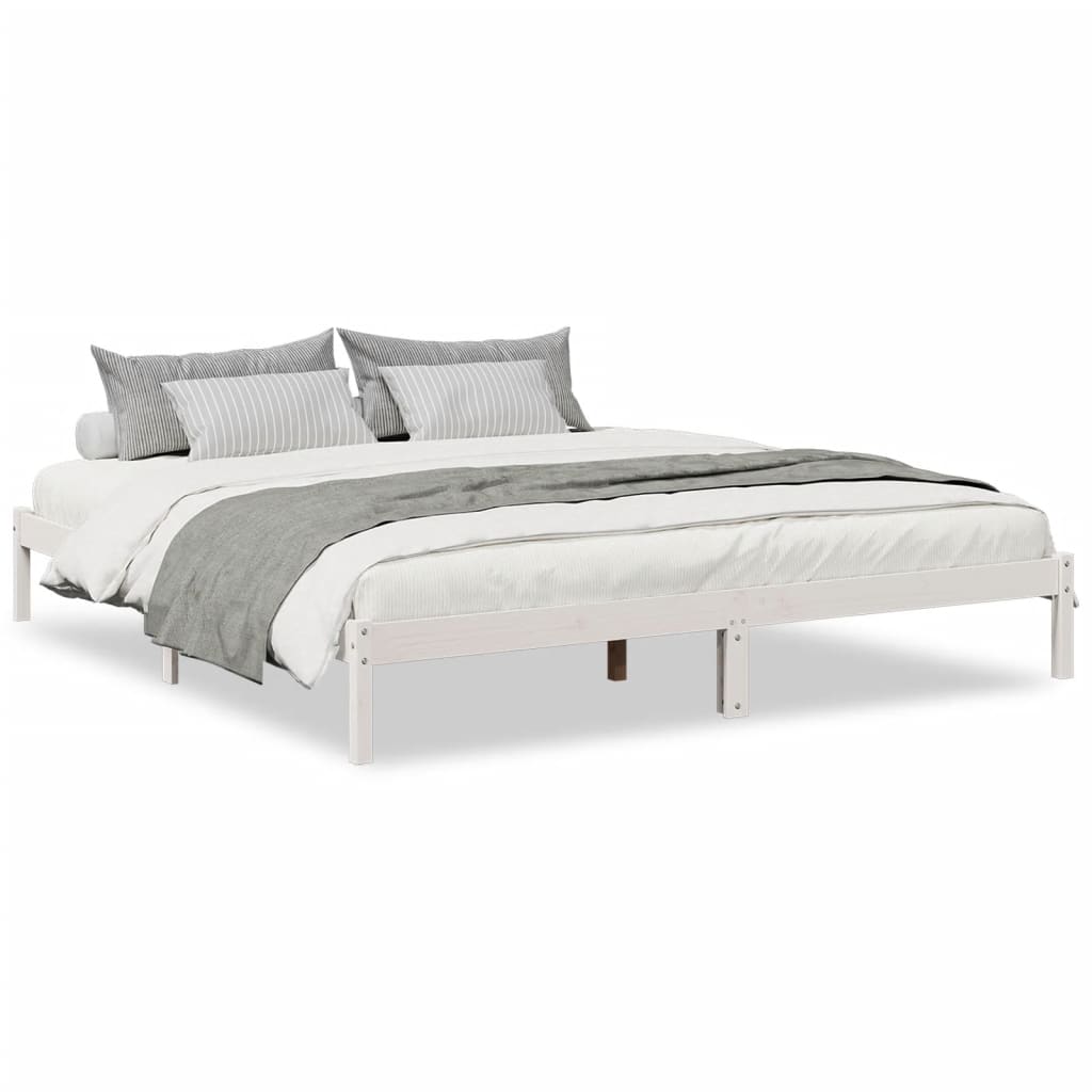 fehér tömör fenyő extra hosszú ágykeret matrac nélkül 200x210cm