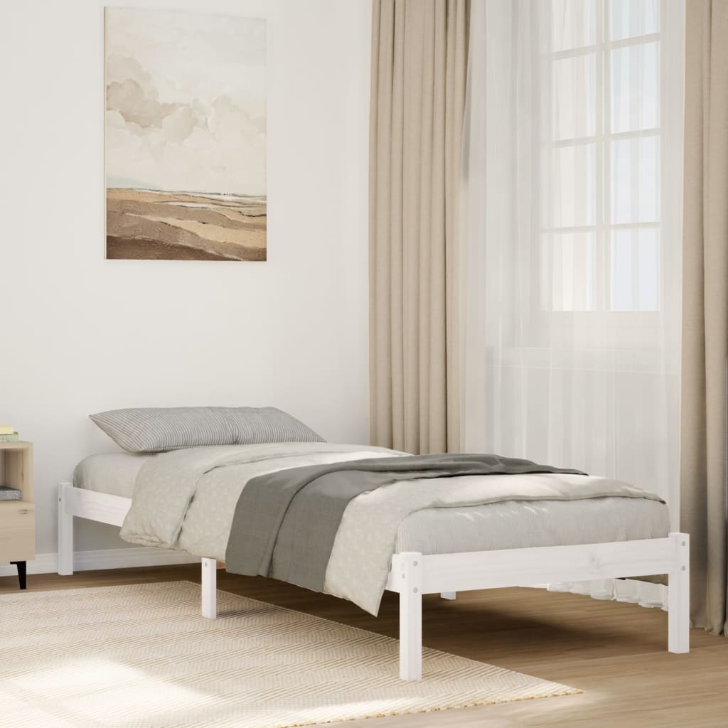 fehér tömör fenyő extra hosszú ágykeret matrac nélkül 80x220 cm