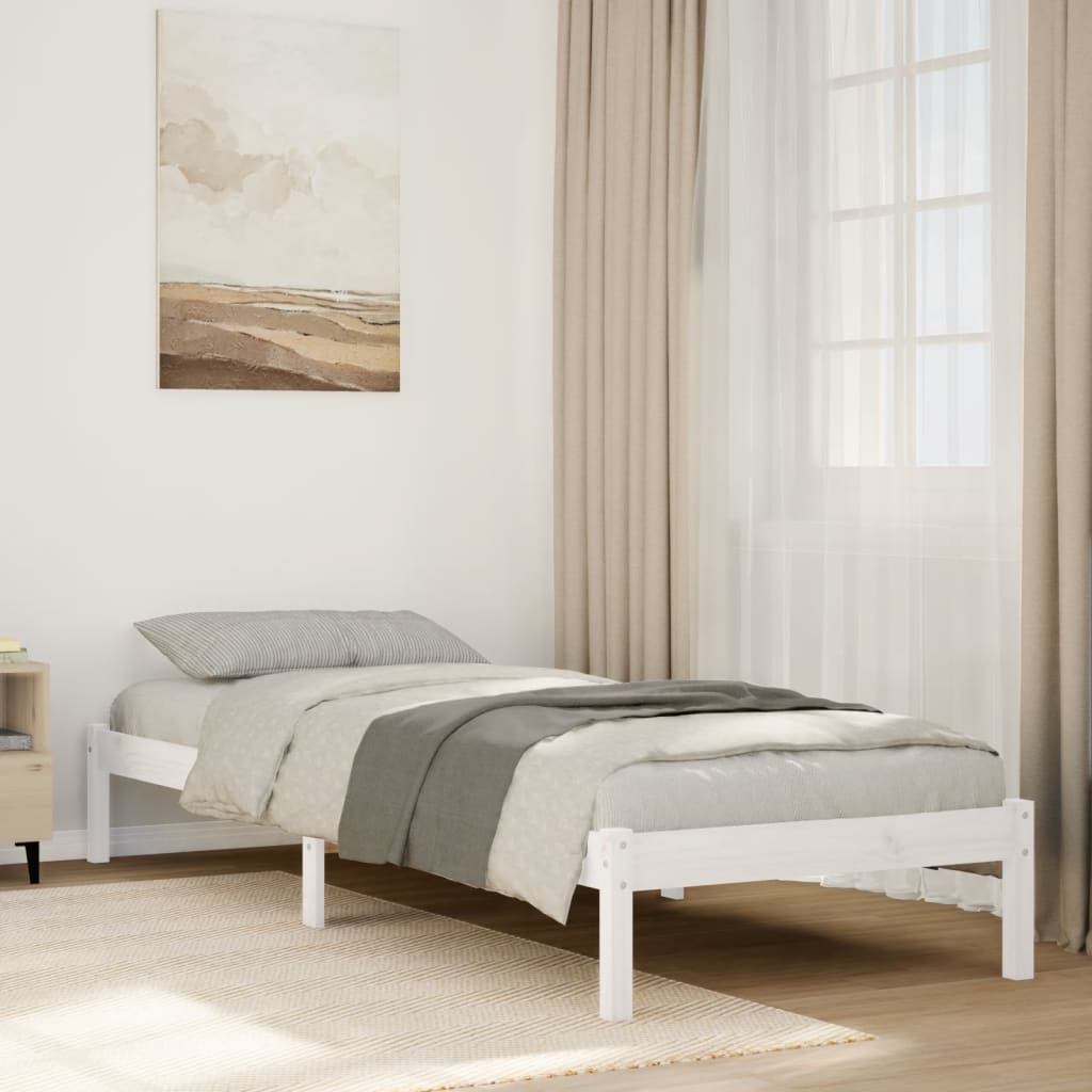 fehér tömör fenyő extra hosszú ágykeret matrac nélkül 100x220cm