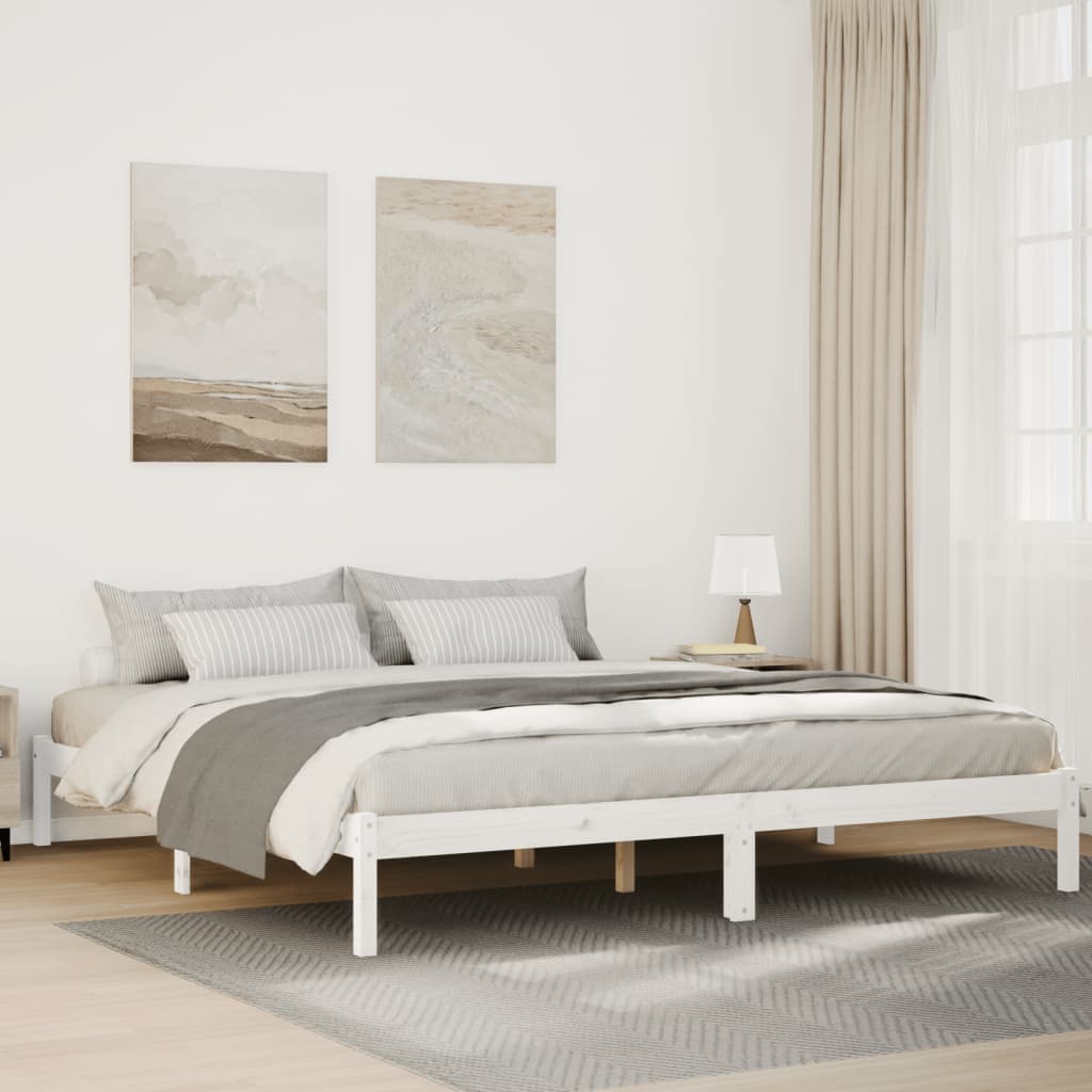 fehér tömör fenyő extra hosszú ágykeret matrac nélkül 180x220cm