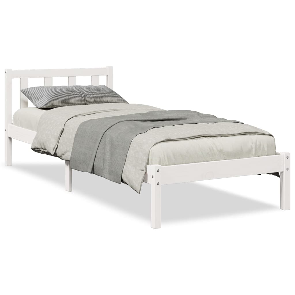 fehér tömör fenyő extra hosszú ágykeret matrac nélkül 100x210cm