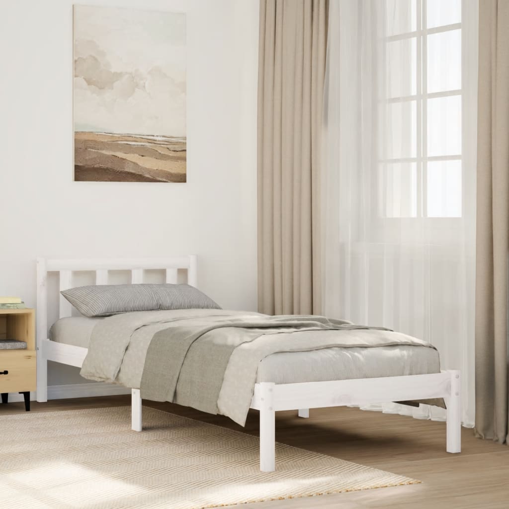 fehér tömör fenyő extra hosszú ágykeret matrac nélkül 100x210cm