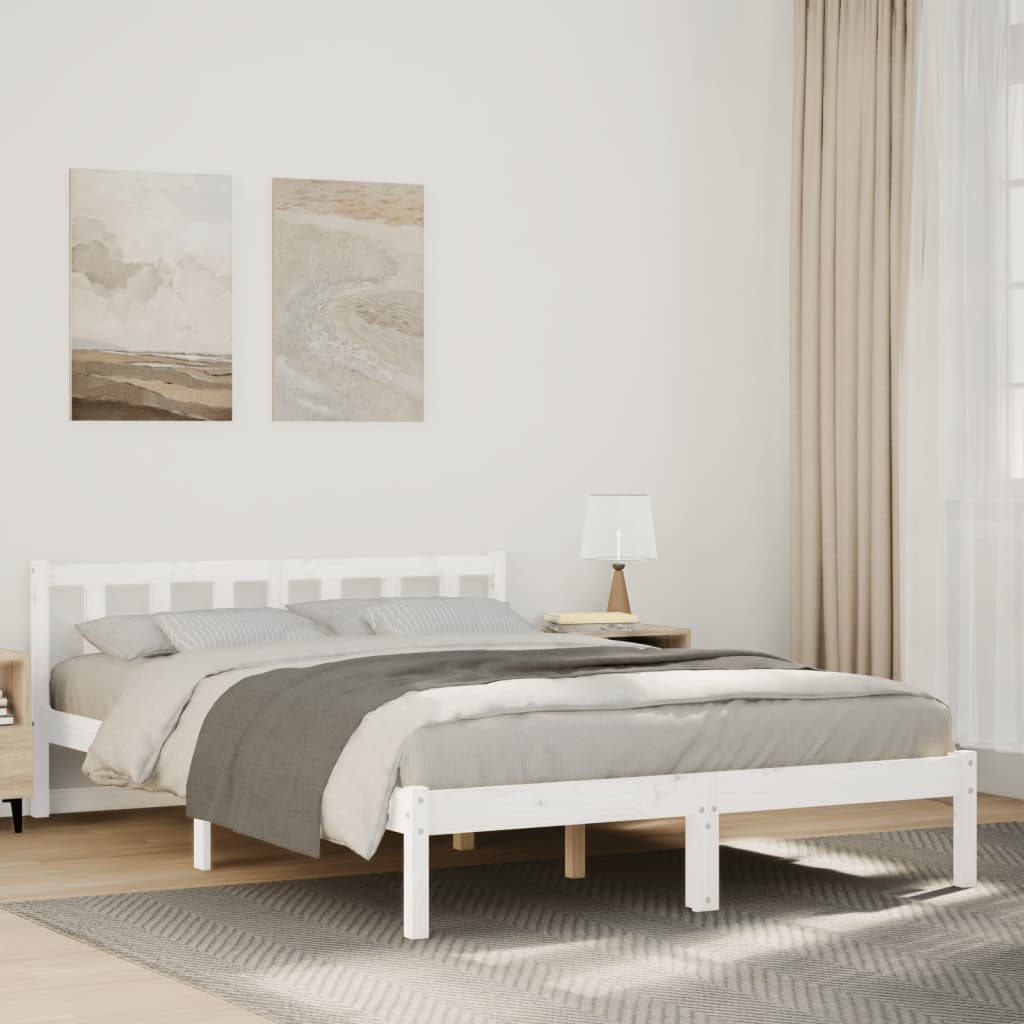 fehér tömör fenyő extra hosszú ágykeret matrac nélkül 160x210cm