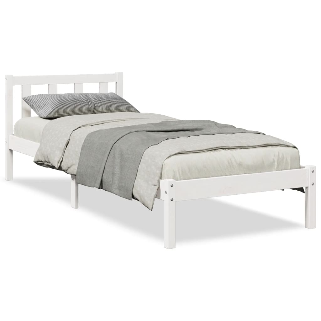 fehér tömör fenyő extra hosszú ágykeret matrac nélkül 80x220 cm