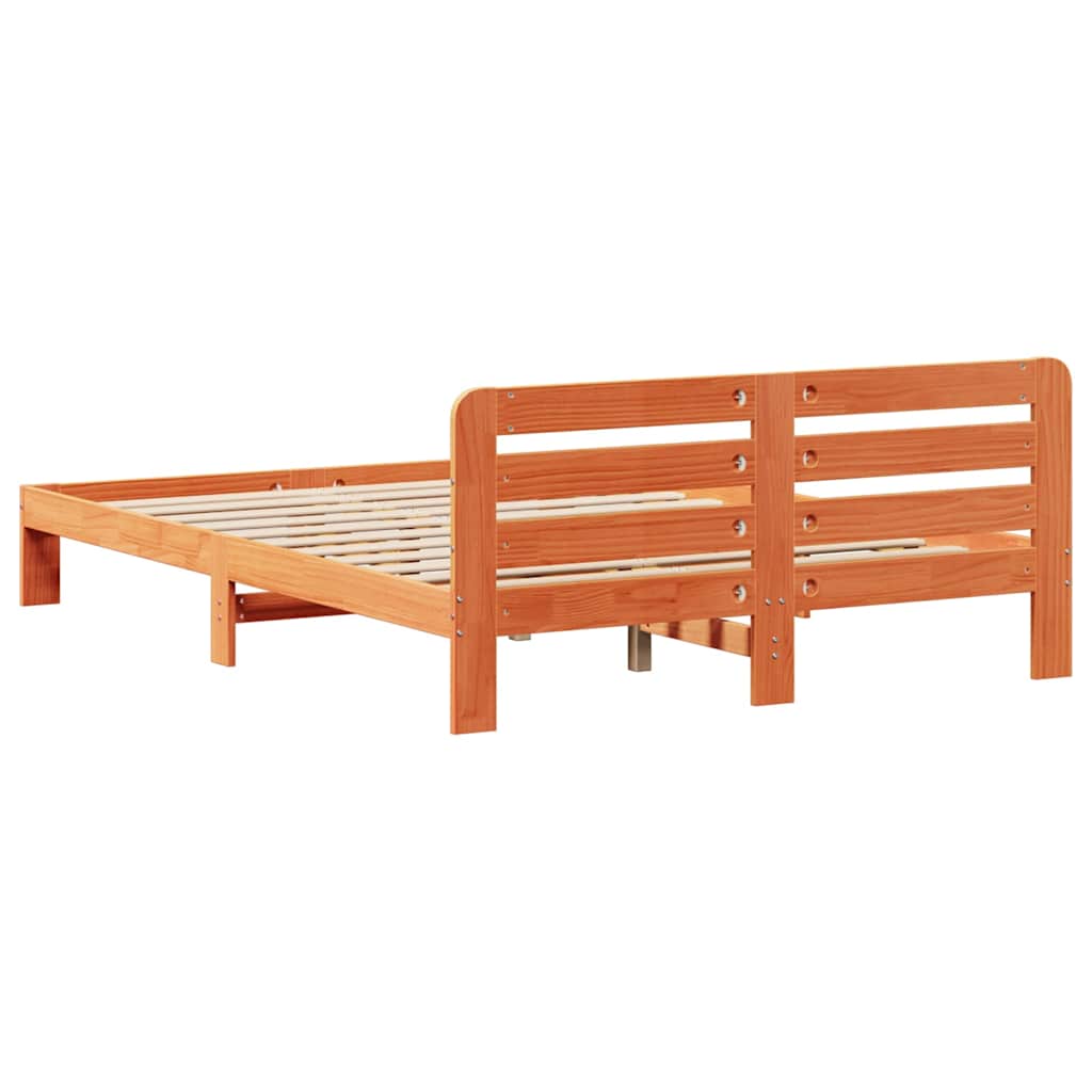 viaszbarna tömör fenyőfa ágy matrac nélkül 150 x 200 cm