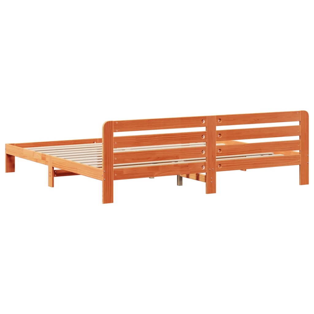 viaszbarna tömör fenyőfa ágy matrac nélkül 180 x 200 cm