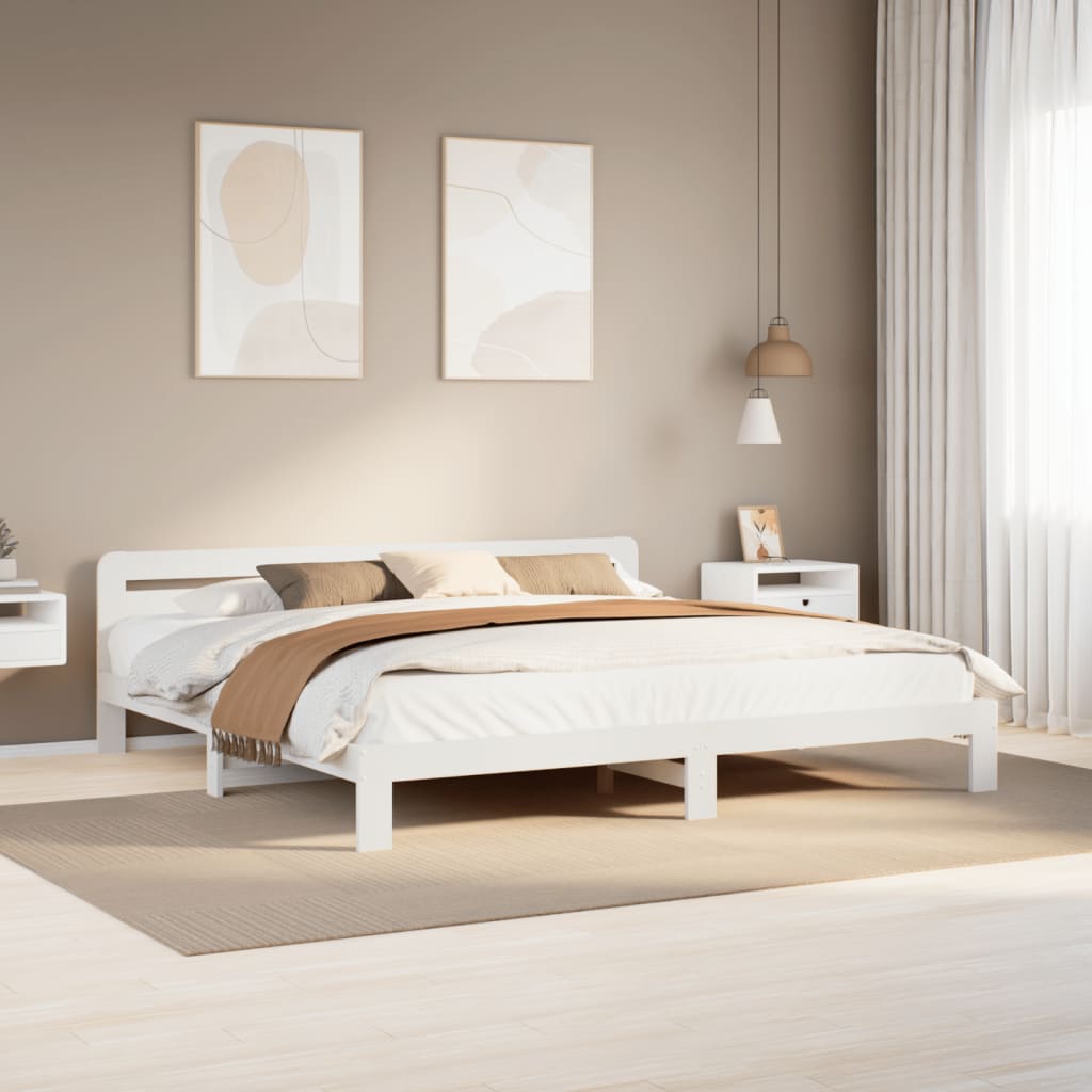 fehér tömör fenyőfa ágy matrac nélkül 200 x 200 cm