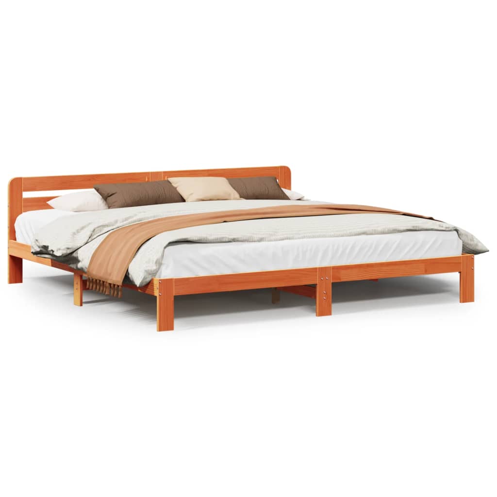 viaszbarna tömör fenyőfa ágy matrac nélkül 200 x 200 cm