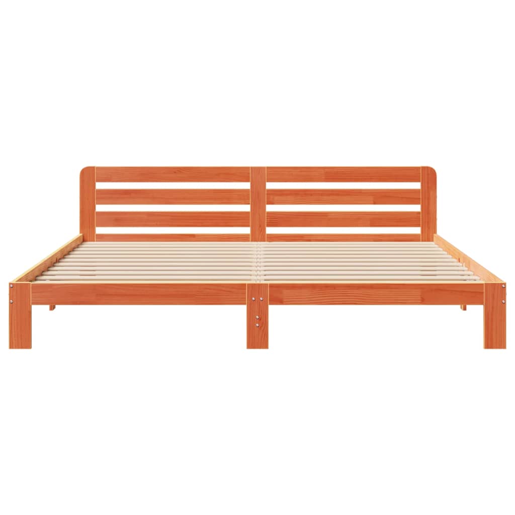 viaszbarna tömör fenyőfa ágy matrac nélkül 200 x 200 cm