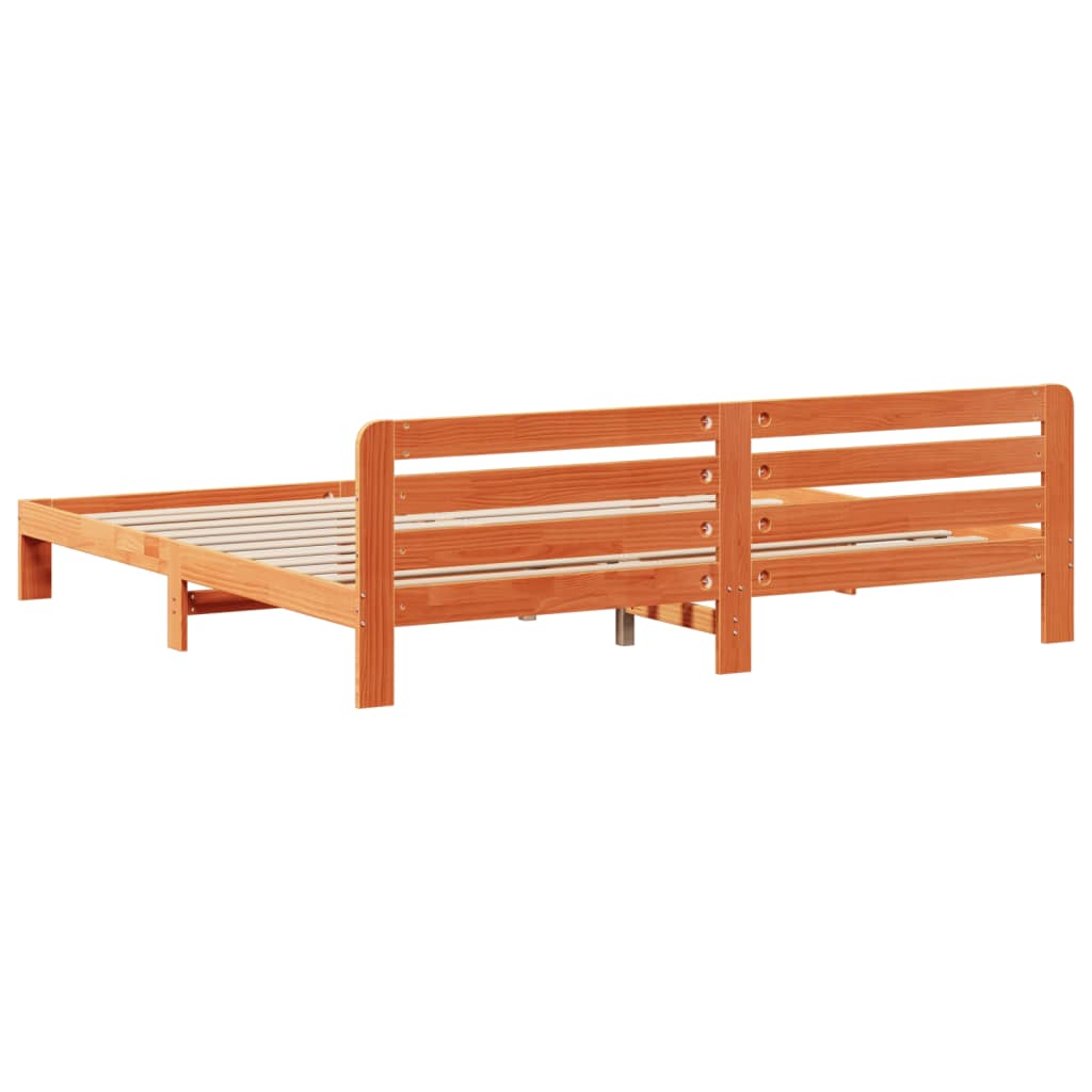 viaszbarna tömör fenyőfa ágy matrac nélkül 200 x 200 cm