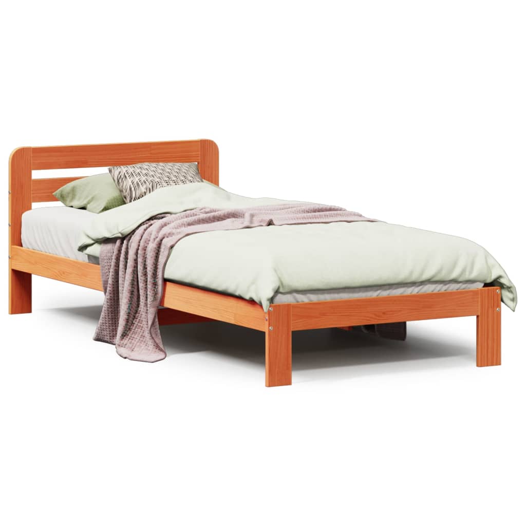 viaszbarna tömör fenyőfa ágy matrac nélkül 90 x 190 cm