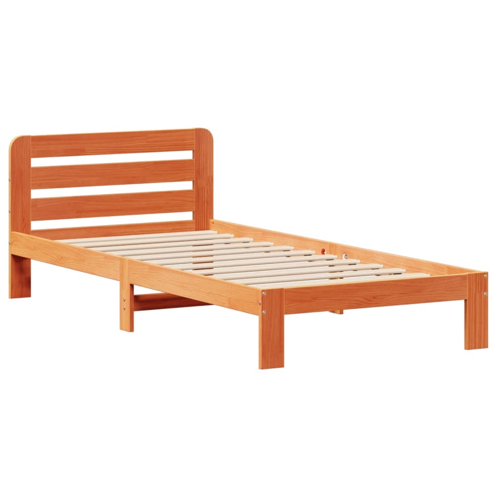 viaszbarna tömör fenyőfa ágy matrac nélkül 90 x 190 cm