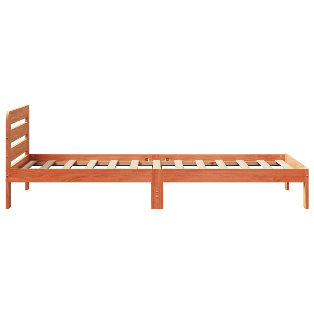 viaszbarna tömör fenyőfa ágy matrac nélkül 90 x 190 cm