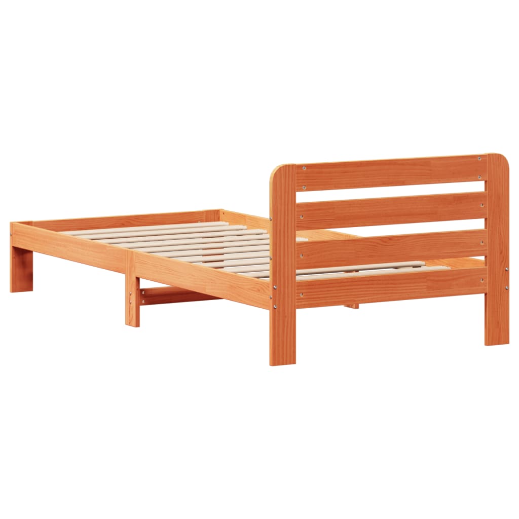 viaszbarna tömör fenyőfa ágy matrac nélkül 90 x 190 cm