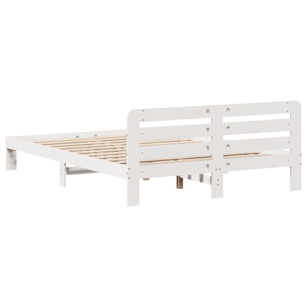fehér tömör fenyőfa ágy matrac nélkül 135 x 190 cm