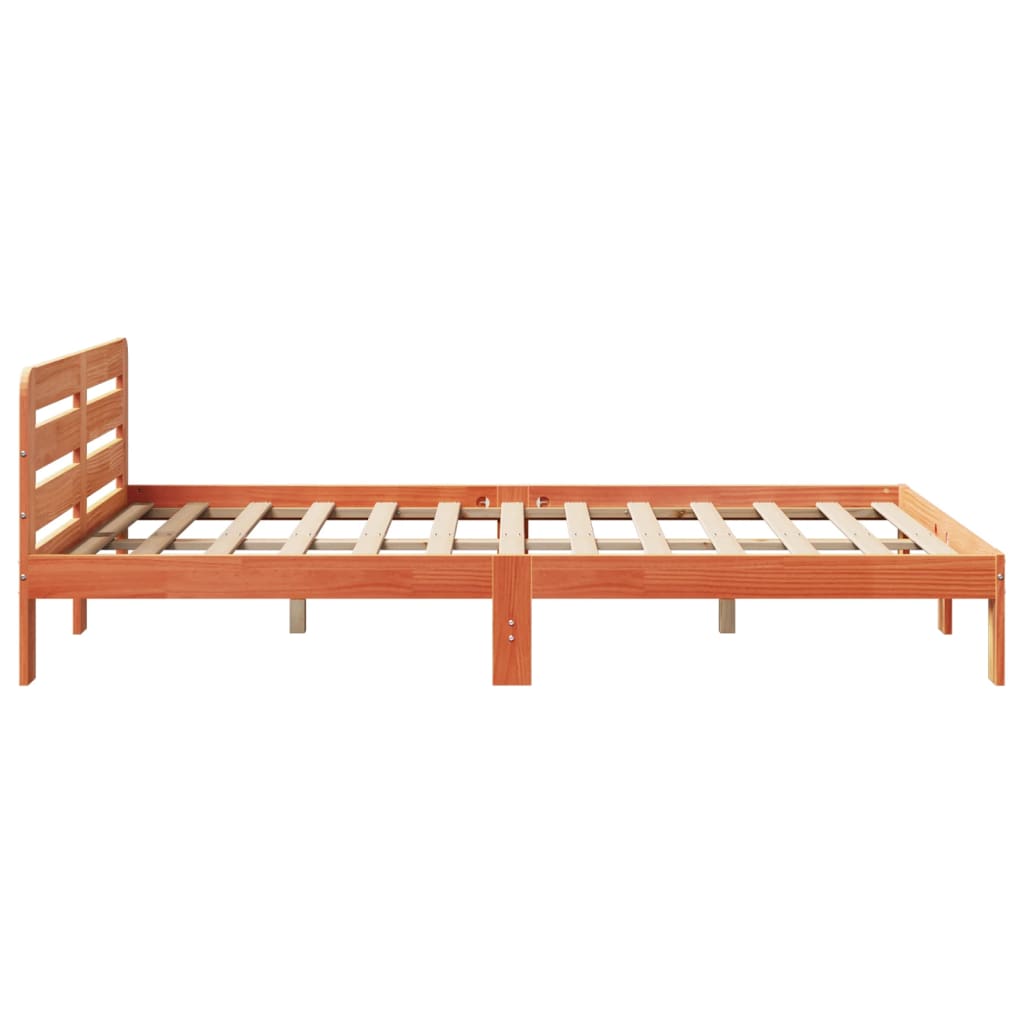viaszbarna tömör fenyőfa ágy matrac nélkül 140 x 190 cm