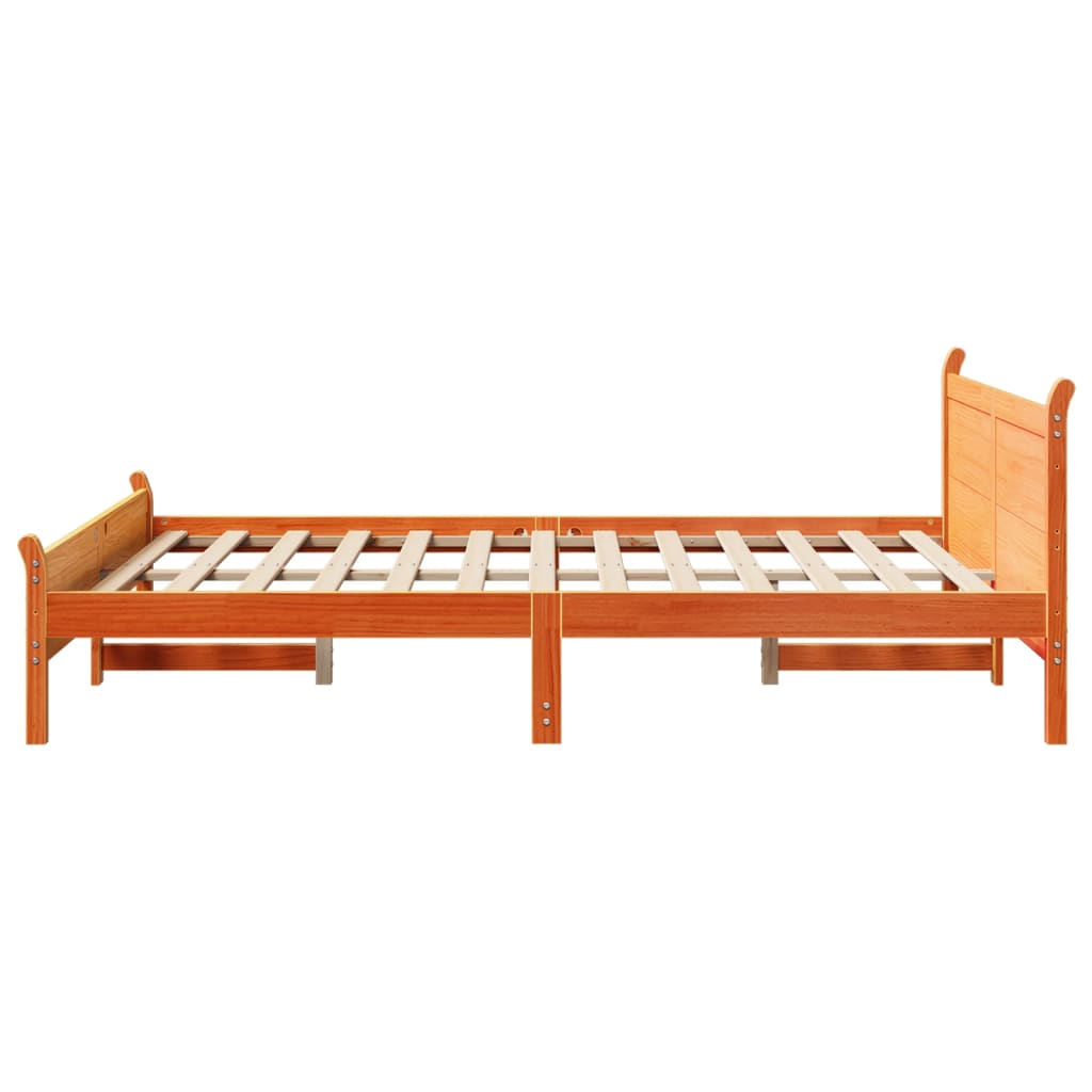 viaszbarna tömör fenyőfa ágy matrac nélkül 150 x 200 cm