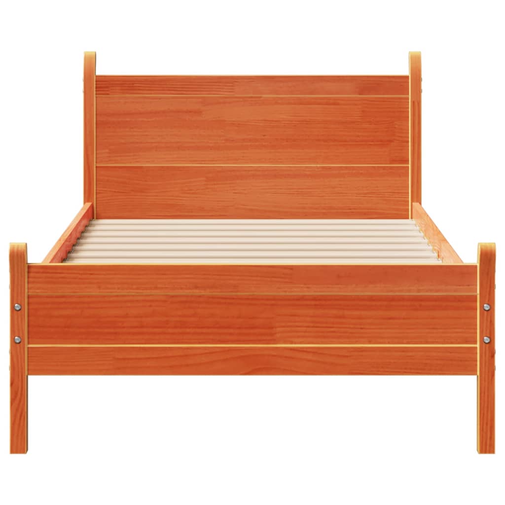 viaszbarna tömör fenyőfa ágy matrac nélkül 100 x 200 cm