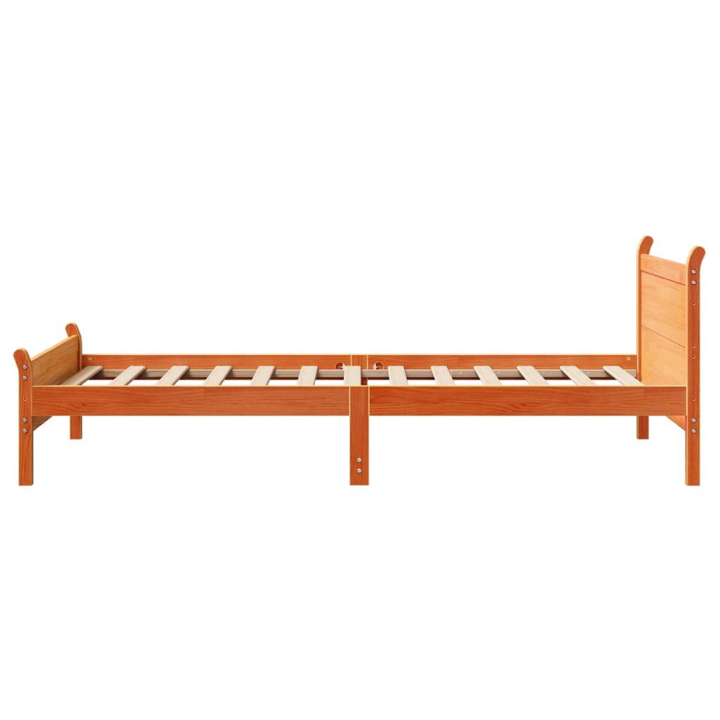 viaszbarna tömör fenyőfa ágy matrac nélkül 100 x 200 cm