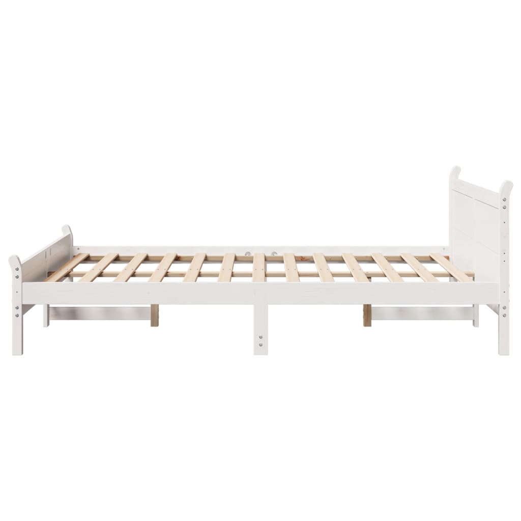 fehér tömör fenyőfa ágy matrac nélkül 140x190 cm