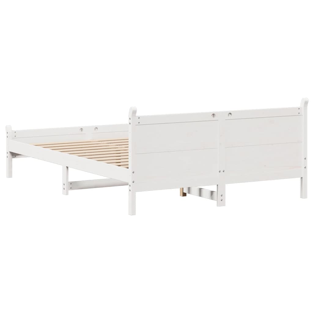 fehér tömör fenyőfa ágy matrac nélkül 140x190 cm