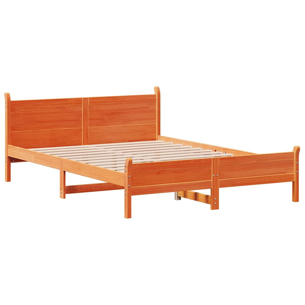 viaszbarna tömör fenyőfa ágy matrac nélkül 140 x 190 cm