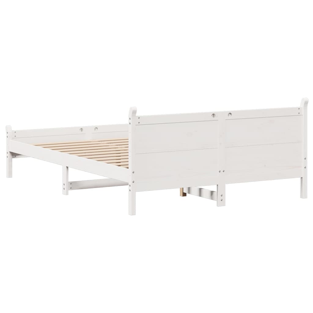 fehér tömör fenyőfa ágy matrac nélkül 135 x 190 cm