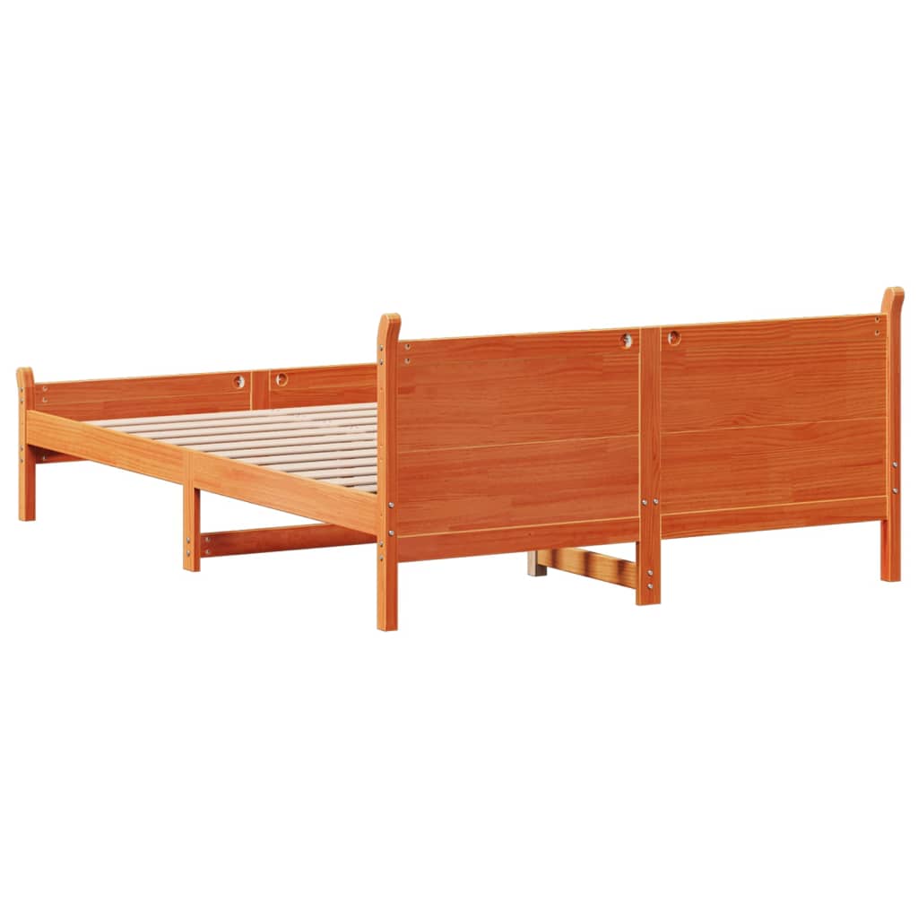 viaszbarna tömör fenyőfa ágy matrac nélkül 135 x 190 cm