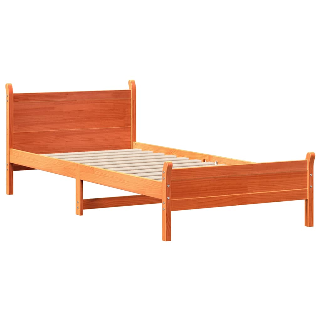 viaszbarna tömör fenyőfa ágy matrac nélkül 75 x 190 cm