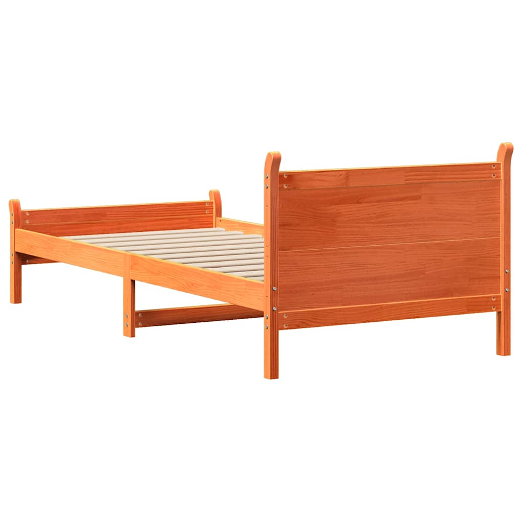 viaszbarna tömör fenyőfa ágy matrac nélkül 75 x 190 cm