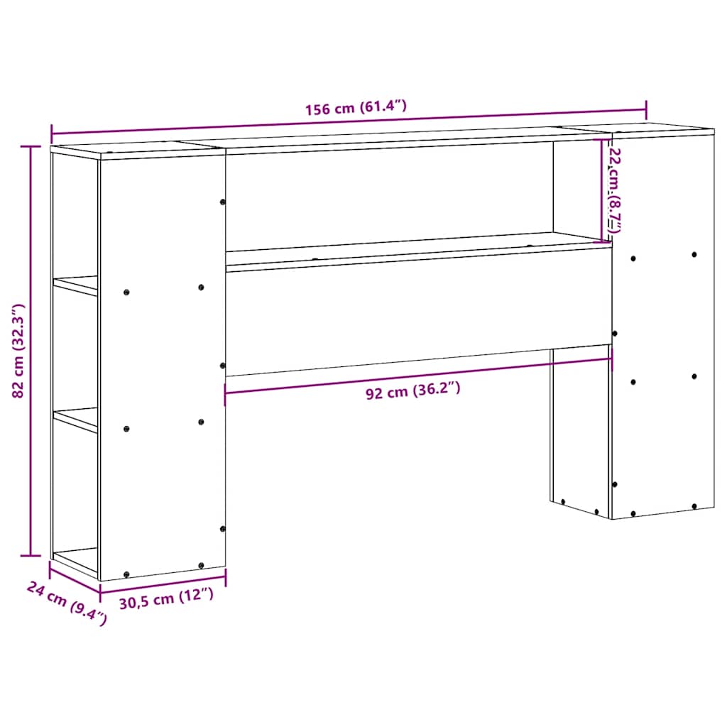 fehér tömör fenyőfa fejtámla tárolóval 150 cm