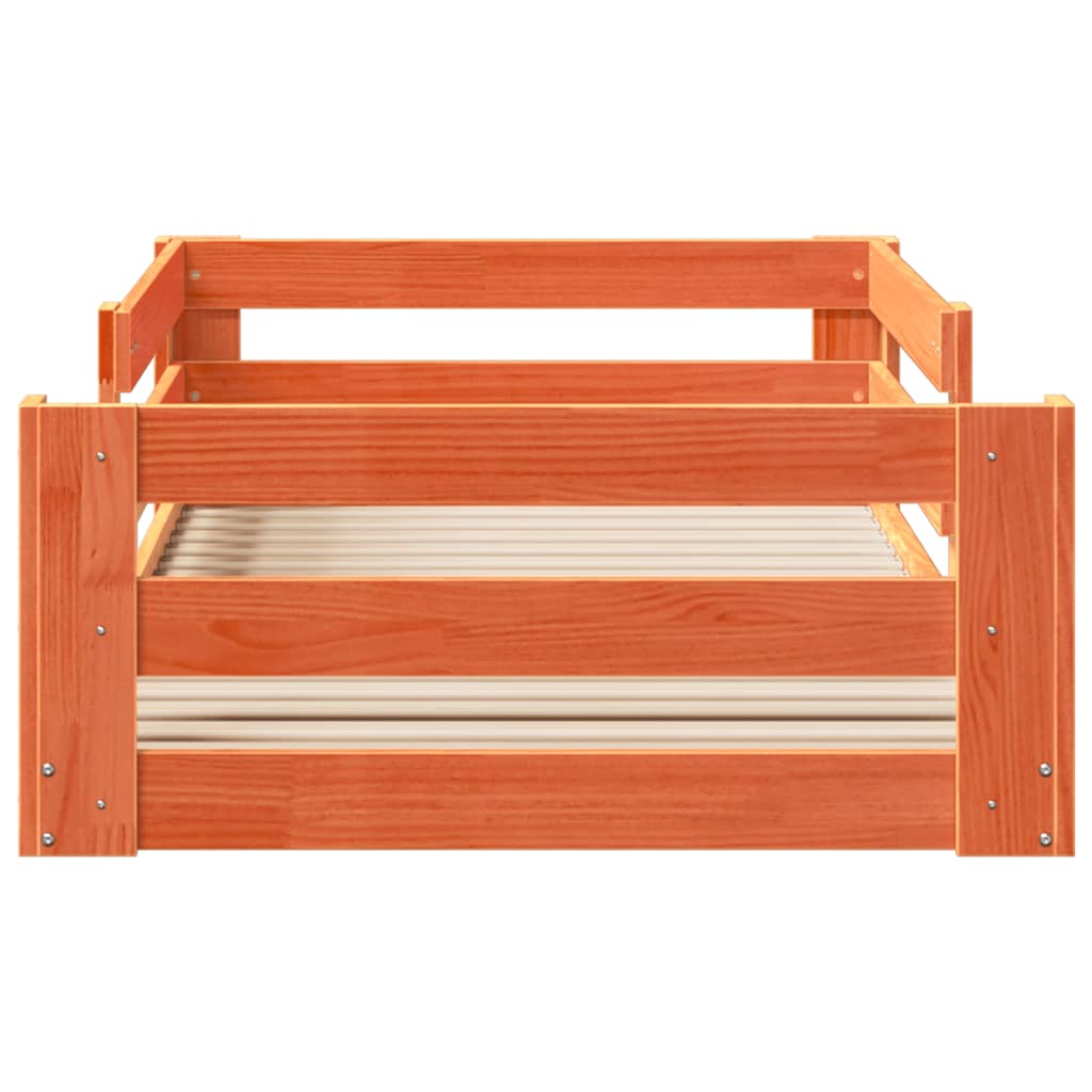 viaszbarna tömör fenyő ágykeret matrac nélkül 80x200 cm