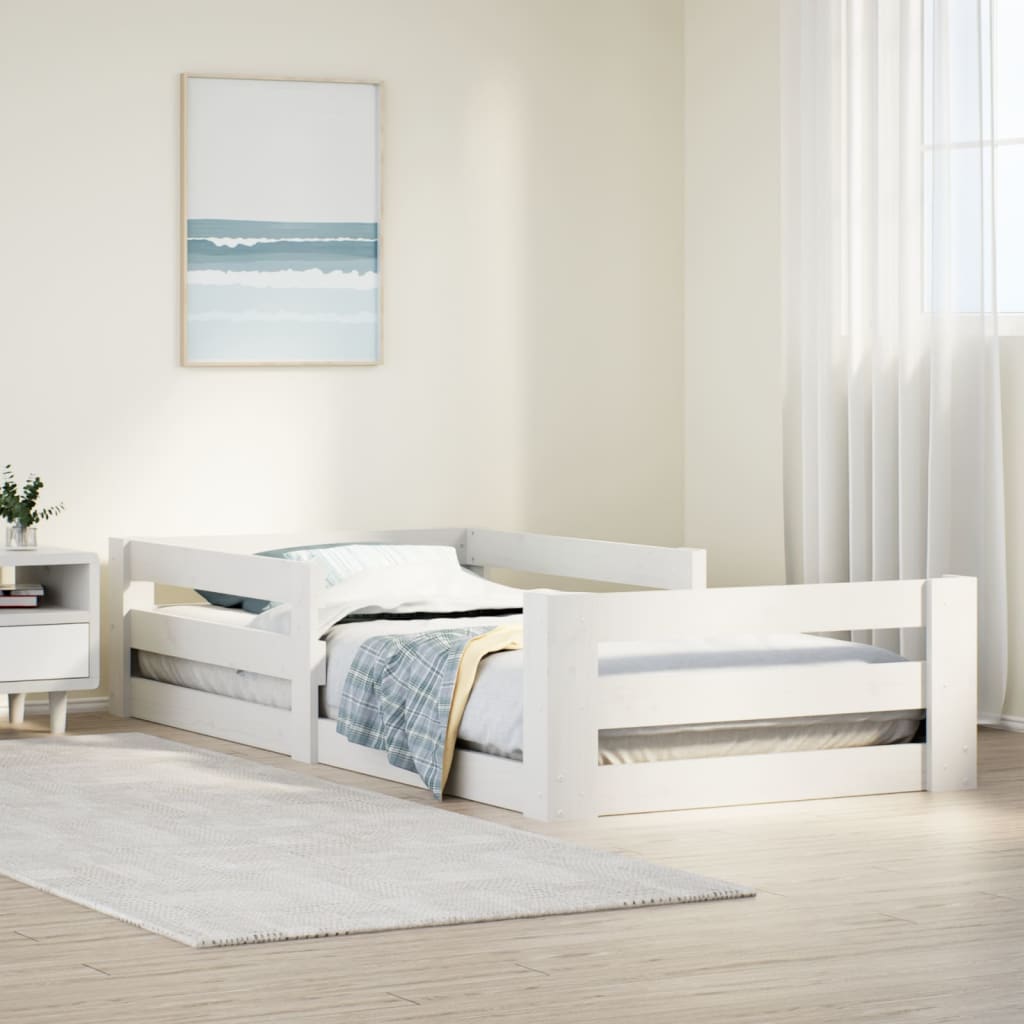 fehér tömör fenyőfa ágy matrac nélkül 90 x 200 cm
