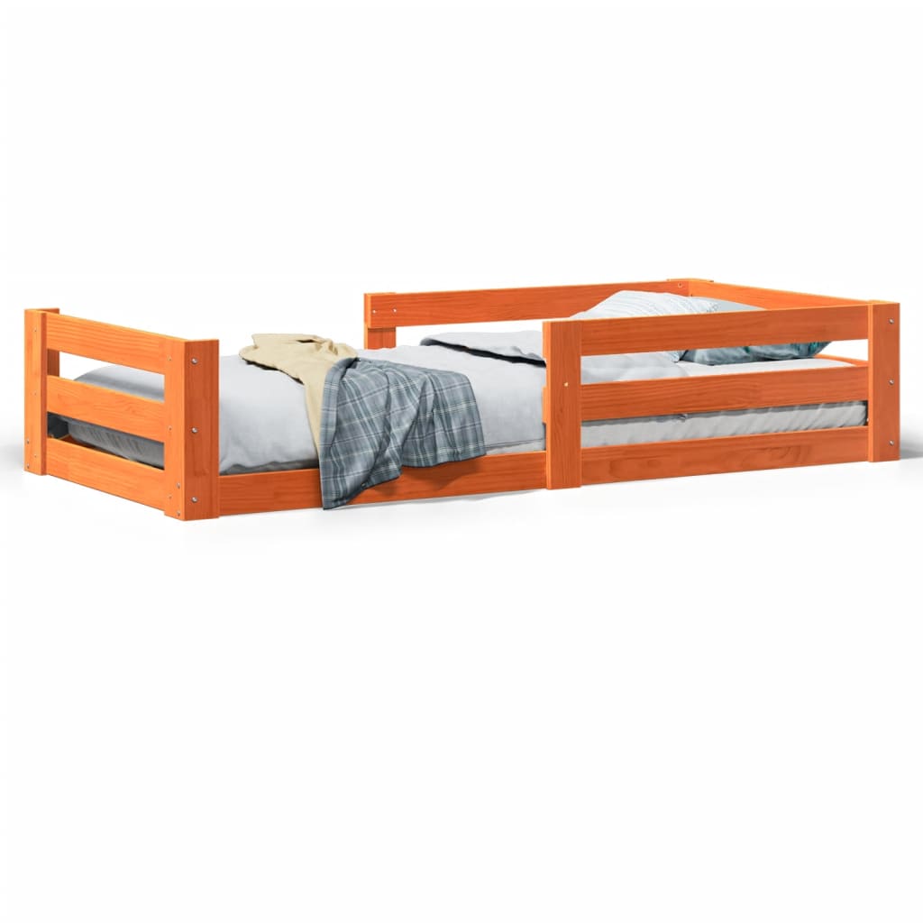 viaszbarna tömör fenyőfa ágy matrac nélkül 90 x 200 cm