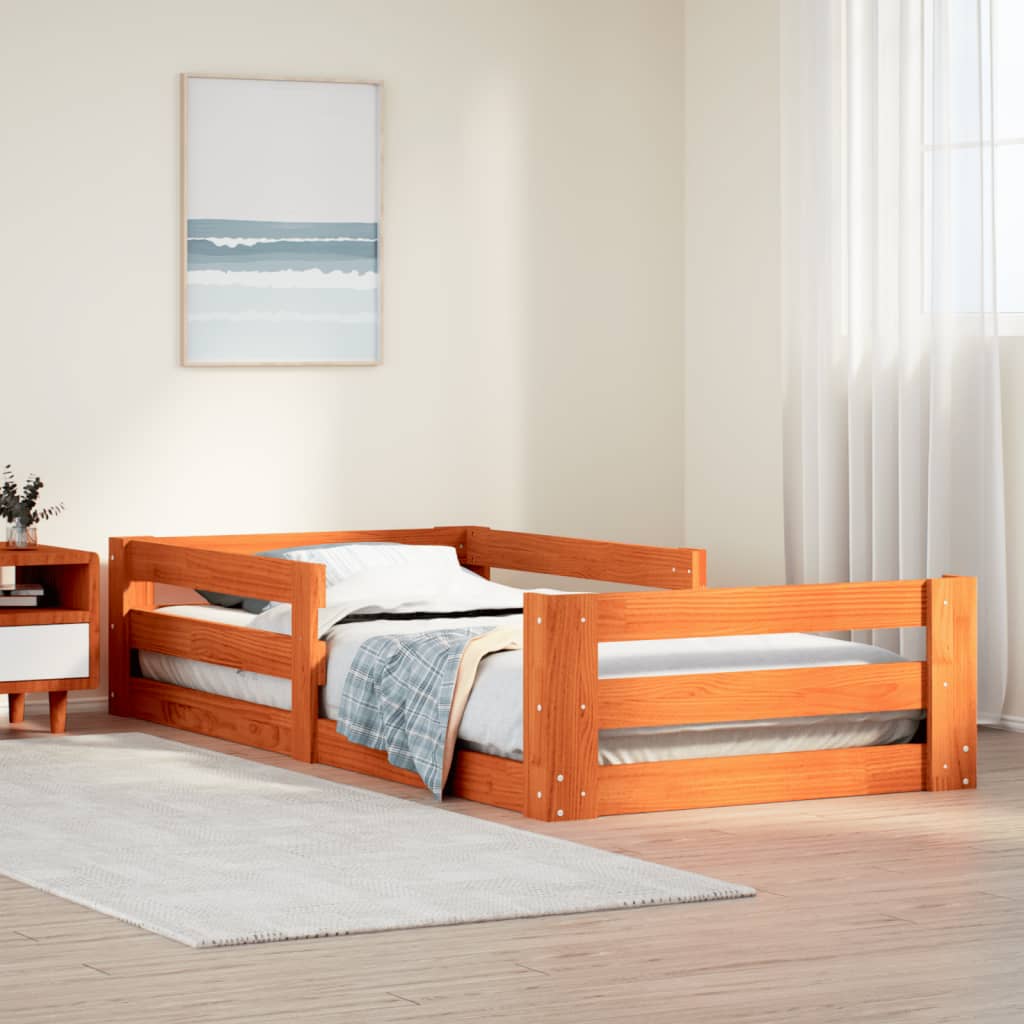 viaszbarna tömör fenyőfa ágy matrac nélkül 100 x 200 cm