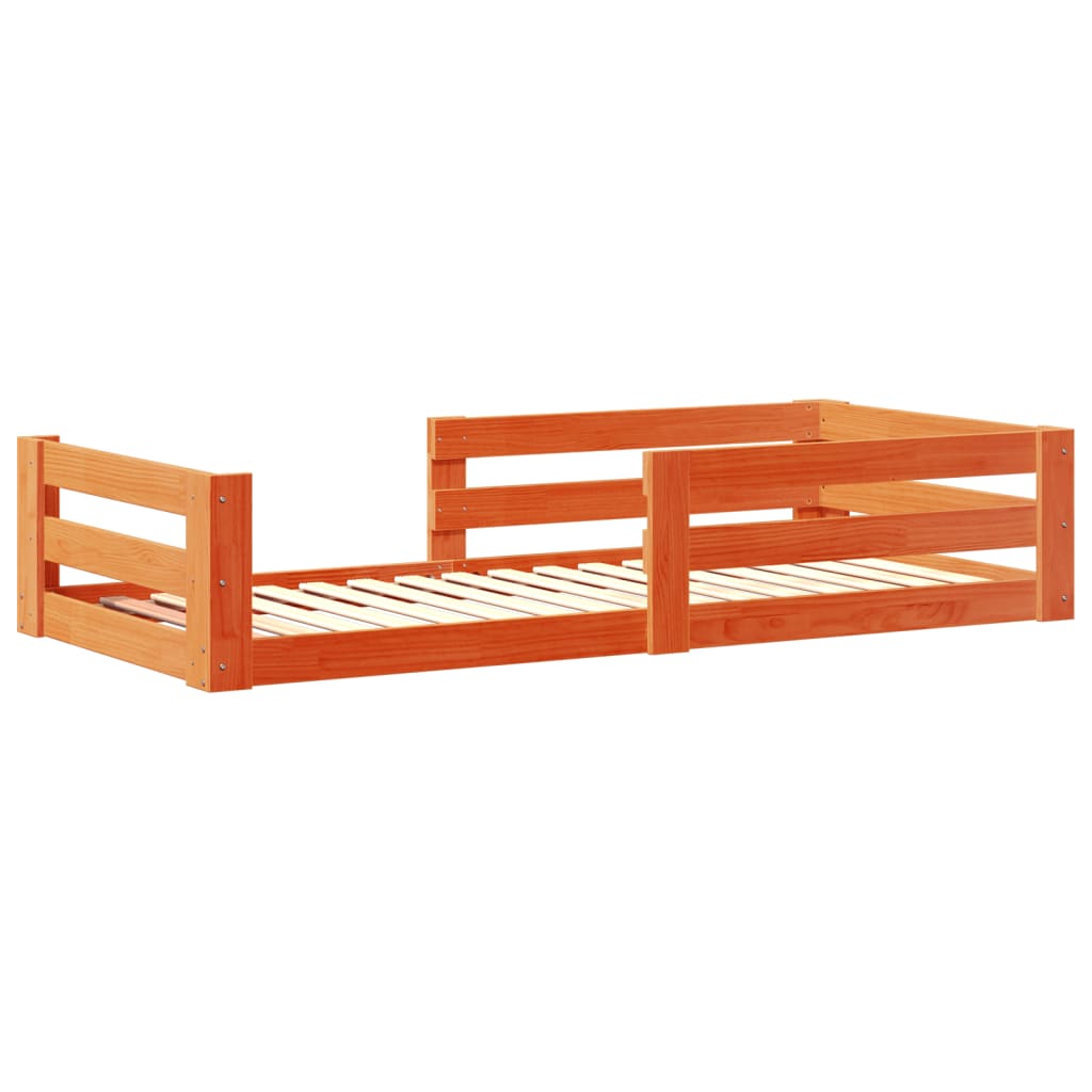 viaszbarna tömör fenyőfa ágy matrac nélkül 75 x 190 cm