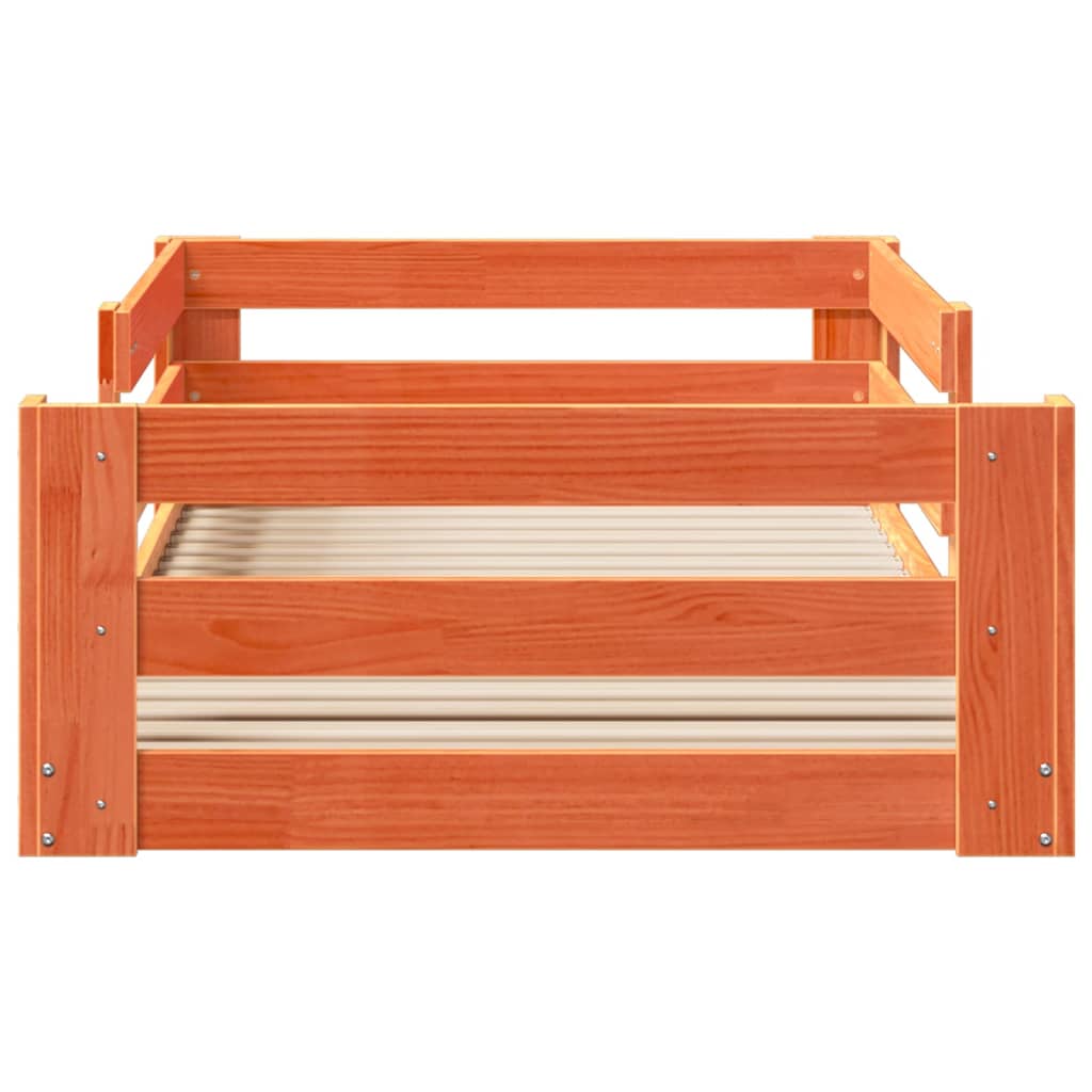 viaszbarna tömör fenyőfa ágy matrac nélkül 75 x 190 cm