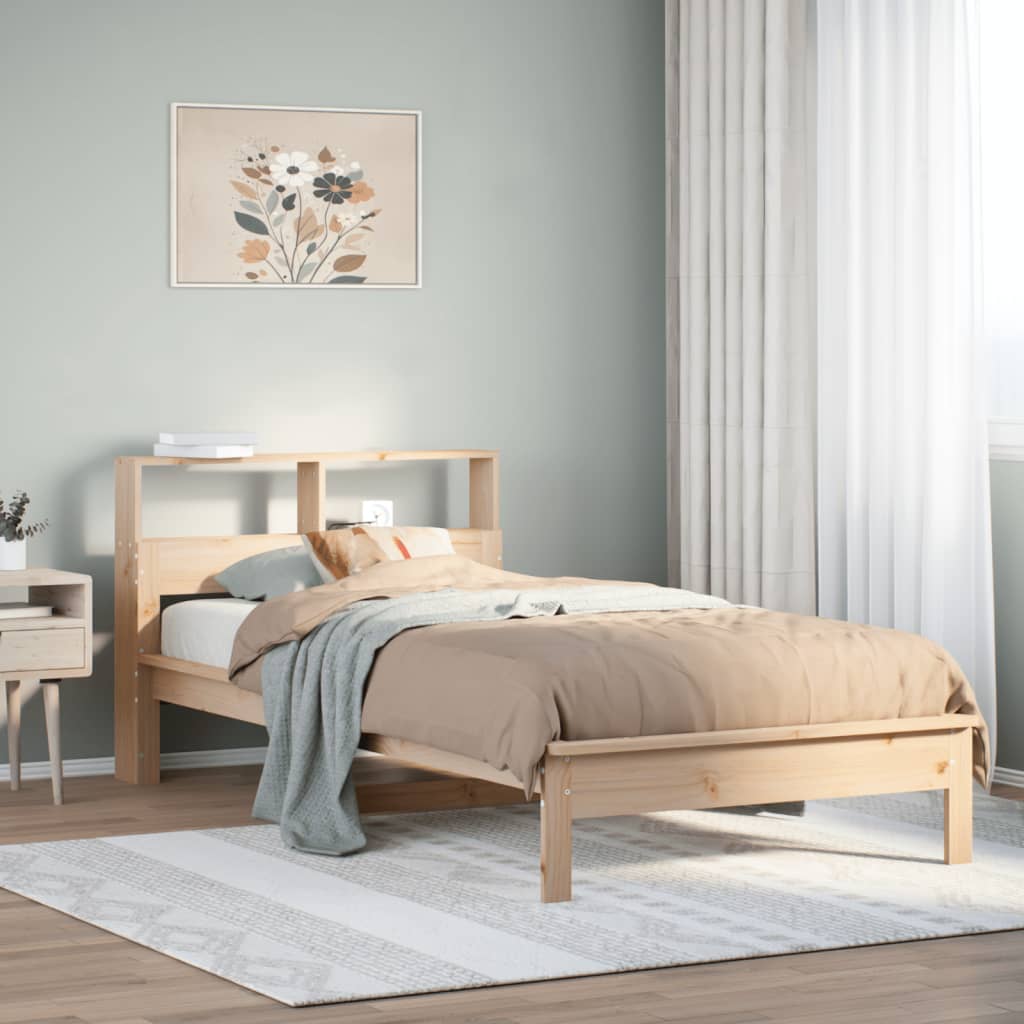 tömör fenyőfa könyvespolcos ágy matrac nélkül 100 x 200 cm
